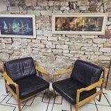 Pair of 1970s leather armchairs