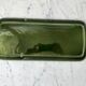 Salins green enamel ceramic cake dish model "Capvern" 60s-70s