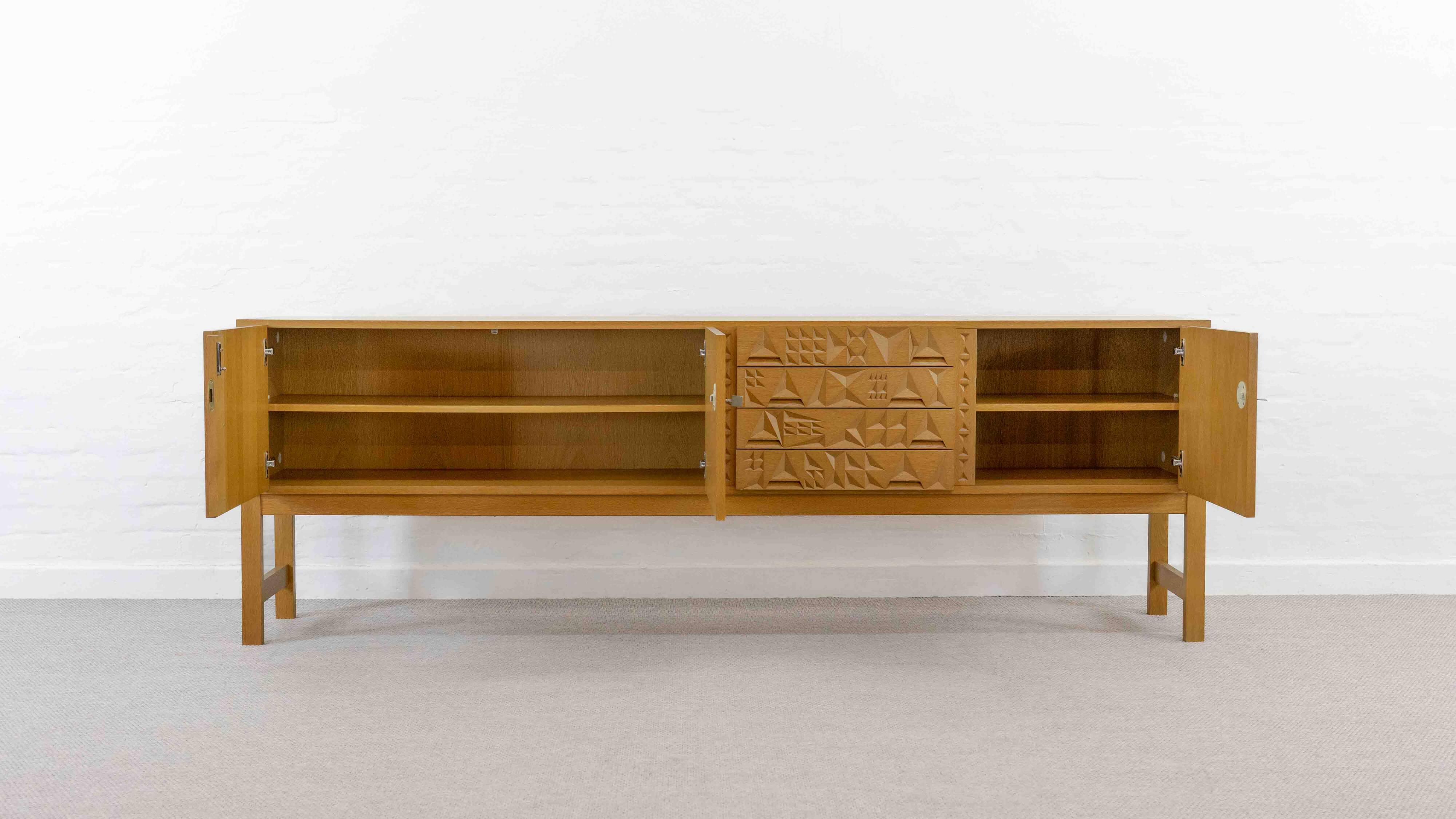 Mid-century brutalist oak sideboard