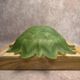 Large vintage marbled green glass lampshade – star-shaped flower design – 35 cm
