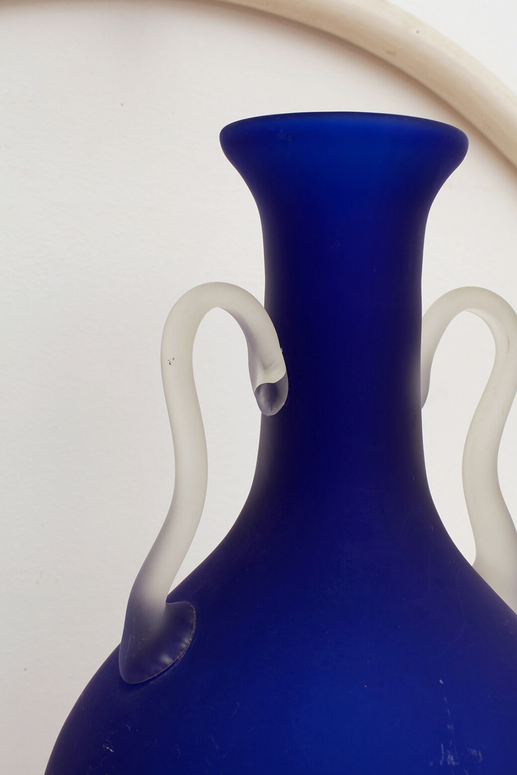 Large vase - sanded blue glass