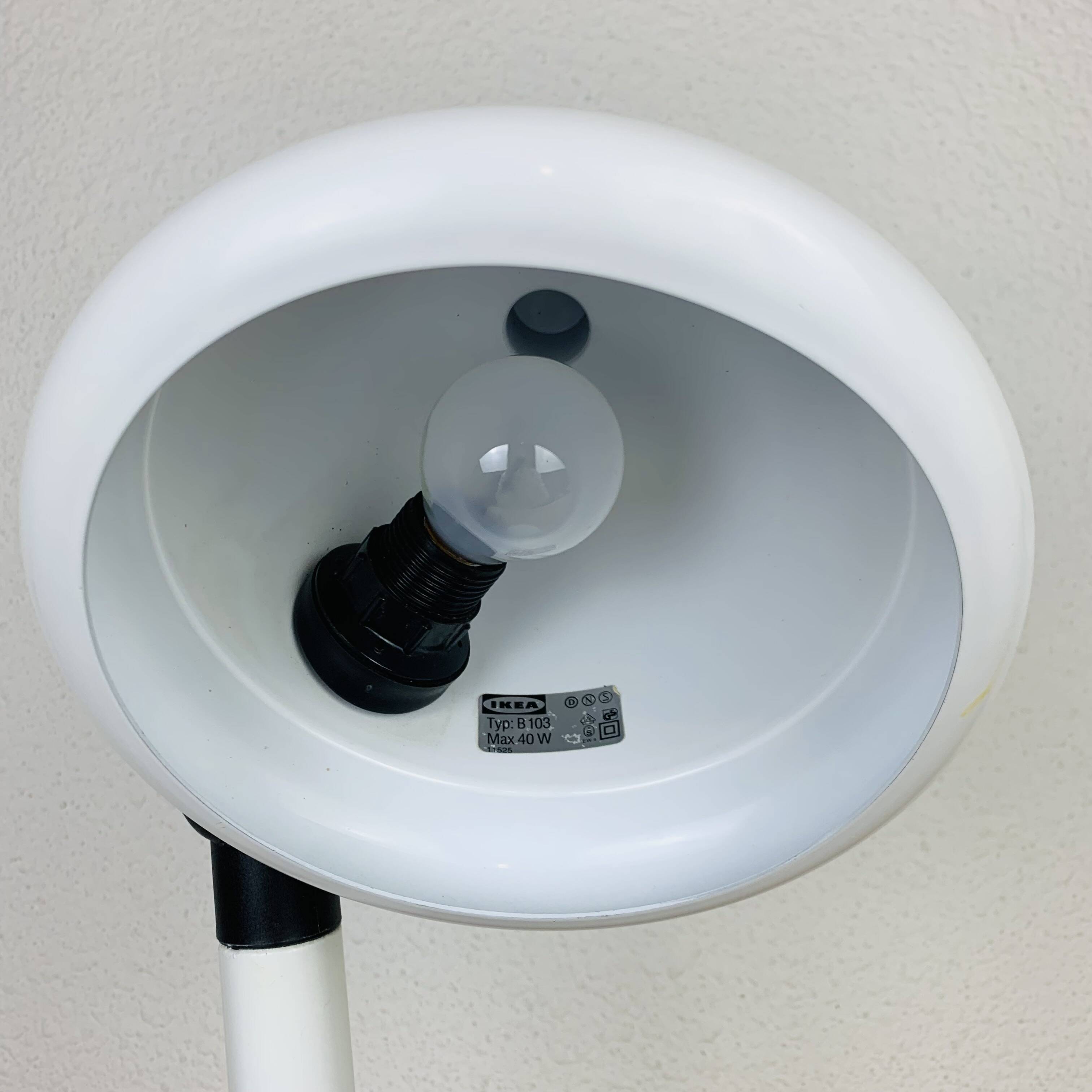Lampe de bureau en métal blanc, Ikea années 80