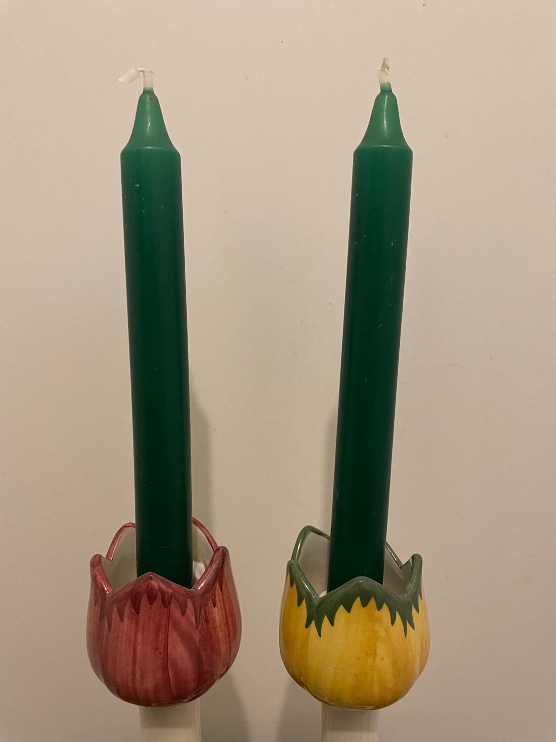 Vintage tulip candlesticks