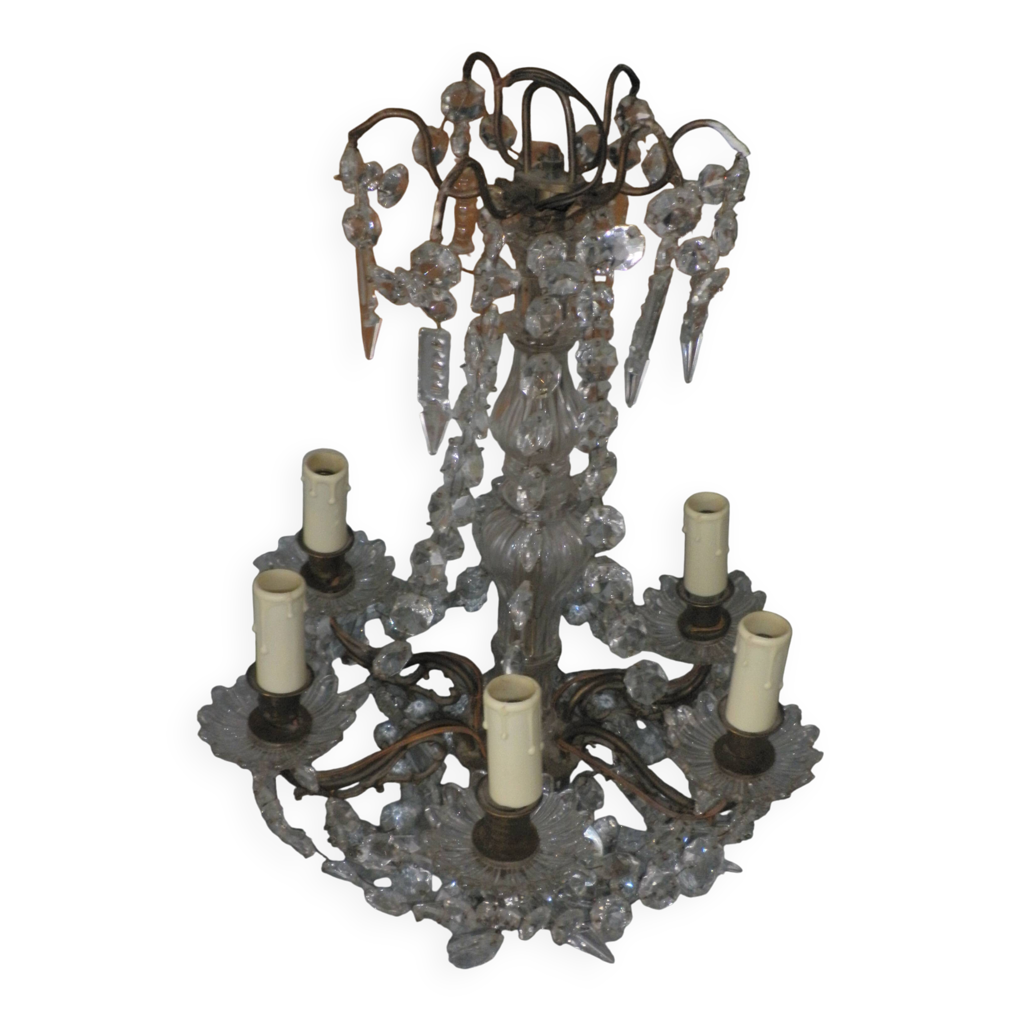Antique Louis XVI chandelier with pendants