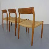 Model 77 Dining Chair in Teak and Papercord by Niels Otto Møller for J.L. Møllers, 1960s