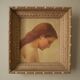 Tableau portrait jeune femme profil décoration antique bohème campagne peinture tons beige nude