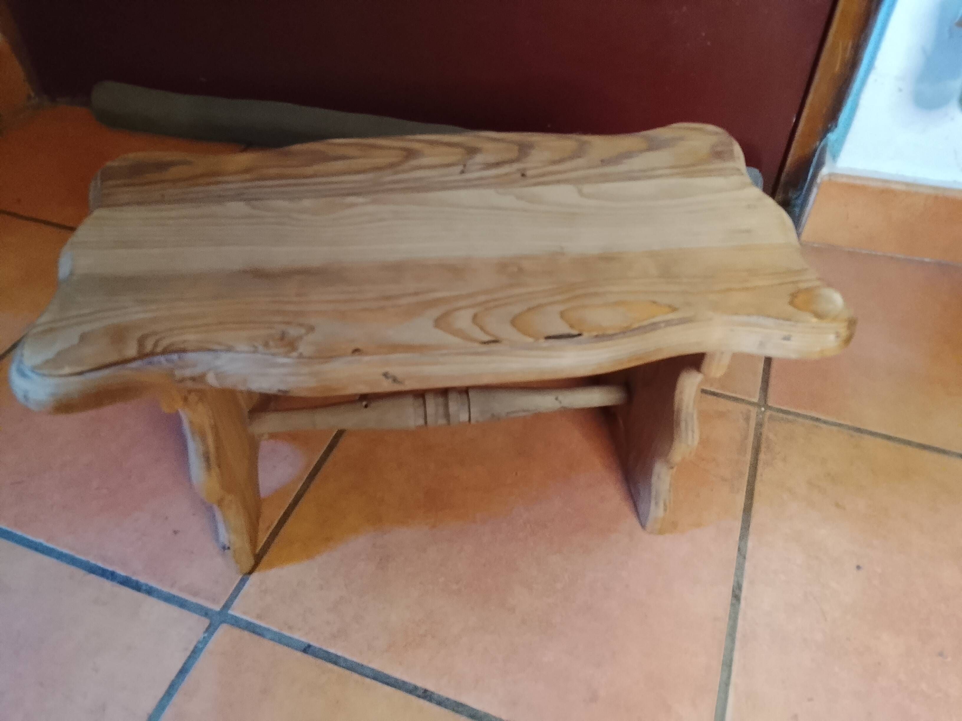 Small bench / low rustic stool in solid wood