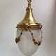 Suspension lamp in gilded bronze and frosted glass nineteenth century
