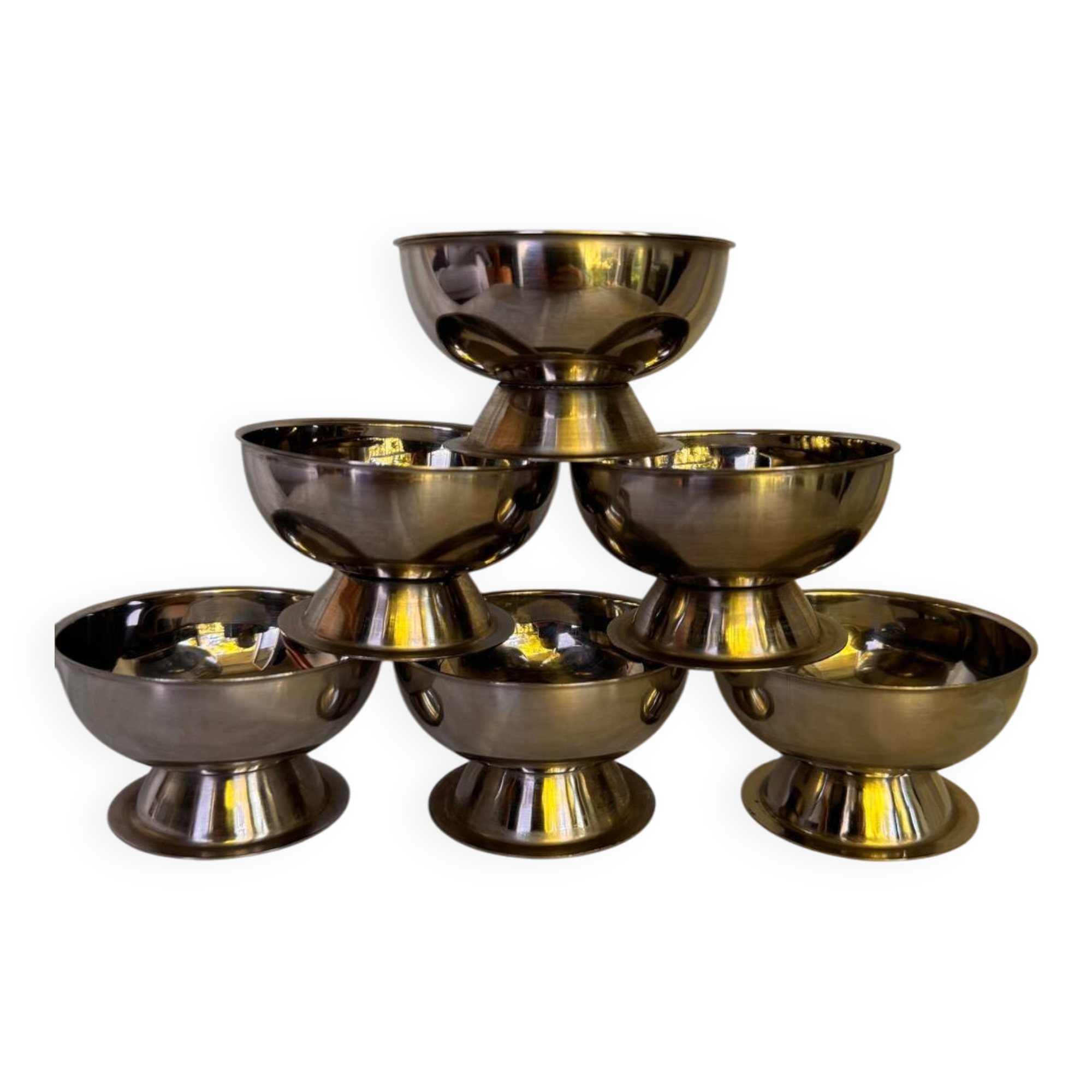 Lot de 6 coupes à glace en acier inoxydable