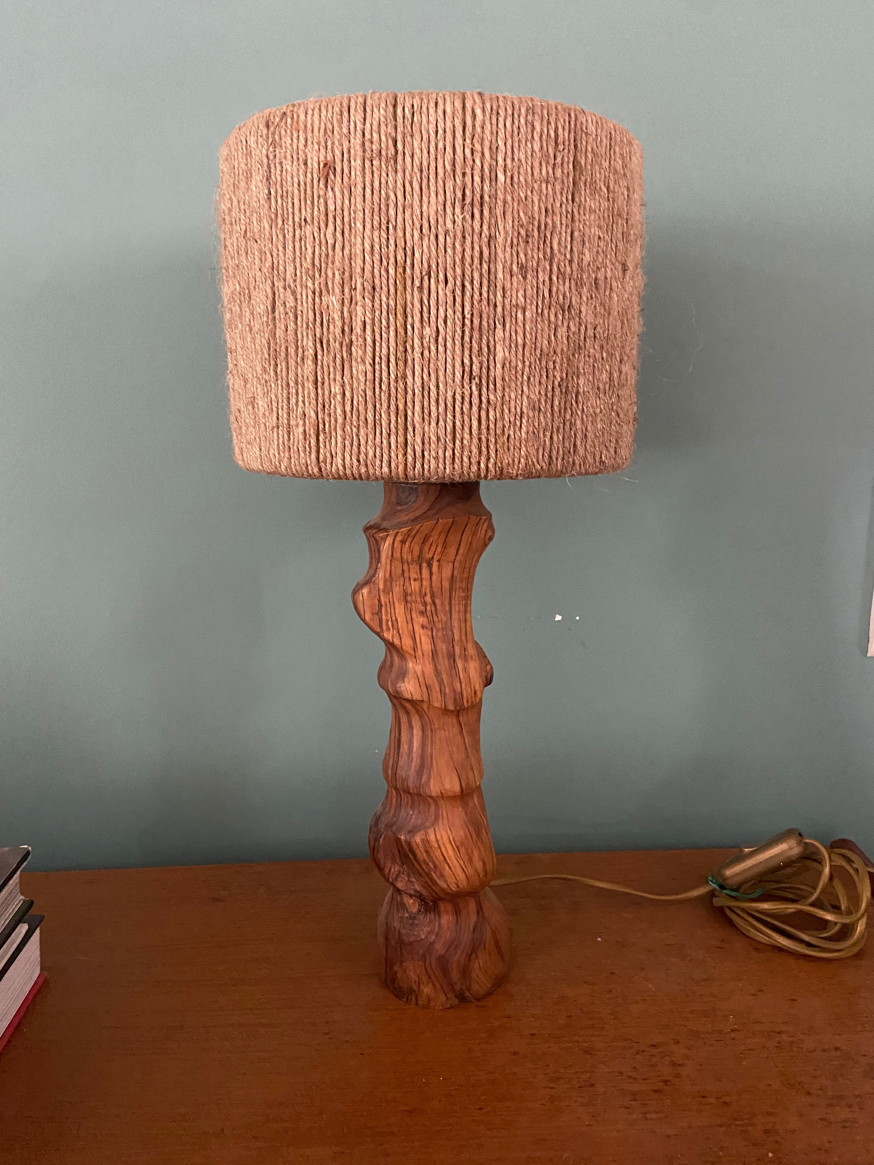 Wooden lamp and vintage rope