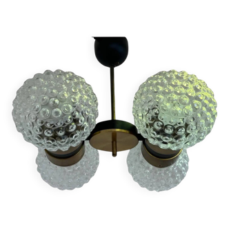 Mid-century glass and brass pendant by Napako, 1960s