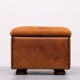 Sheepskin Leather pouf or Ottoman with storage 1970s