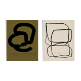 Pair of giclee prints, abstract wall art set of two, 50x70cm