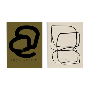 Pair of giclee prints, abstract wall art set of two, 50x70cm