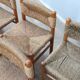 Set of 8 chairs 1960s Charlotte Perriand Style woven straw & wood