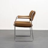 Armchair, 1960s, chrome metal frame, teak armrests.
