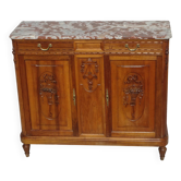 Buffet art déco en noyer et marbre