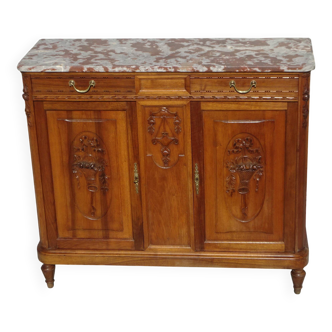 Art Deco buffet in walnut and marble