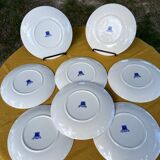 8 assiettes à dessert en faïence ancienne de Gien
