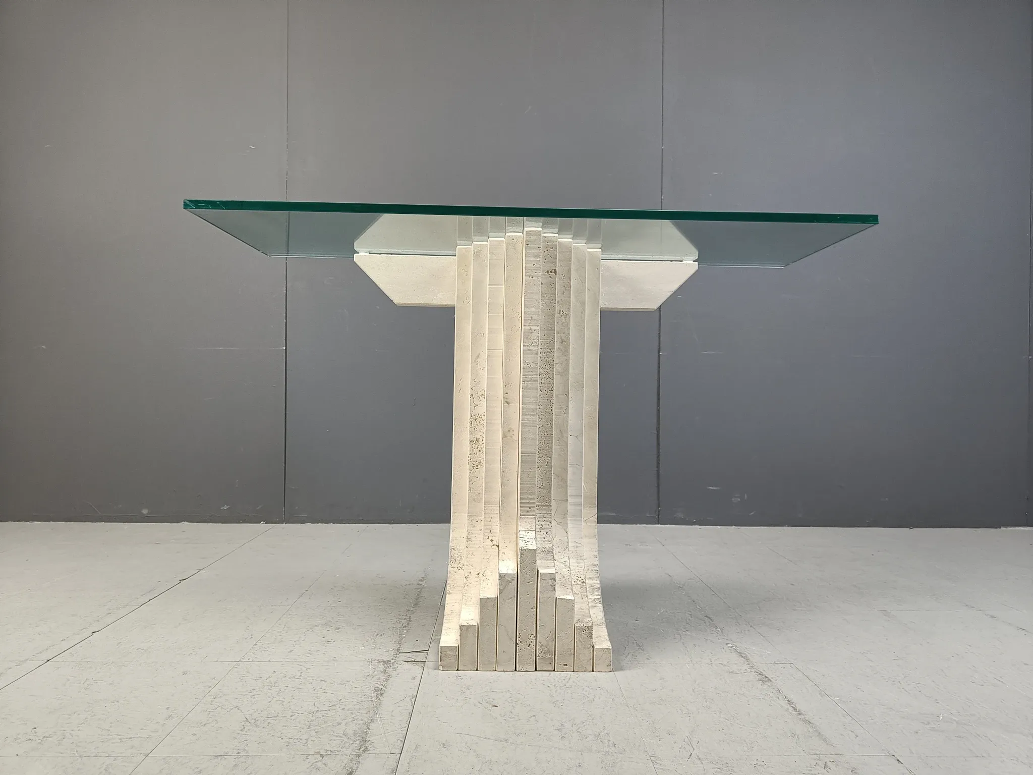 Table console en travertin vintage dans le style de Carlo Scarpa, années 1970.