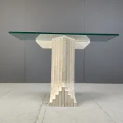 Vintage travertine console table in the manner of Carlo Scarpa, 1970s