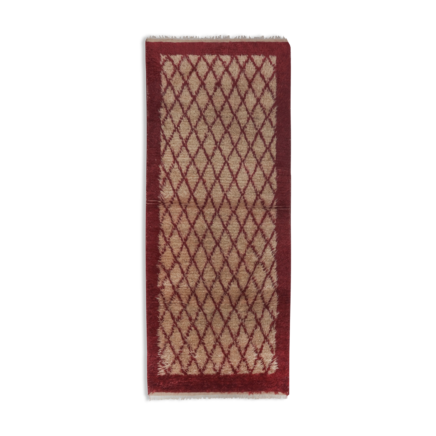 Vintage organic woon brown angora mohair tulu rug runner 2.8 x 6.8 ft