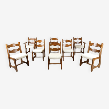 Chaises à repas vintage brutalistes, lot de 8 - 1960