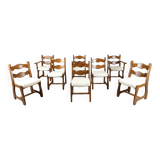 Vintage brutalist dining chairs, set of 8 - 1960s