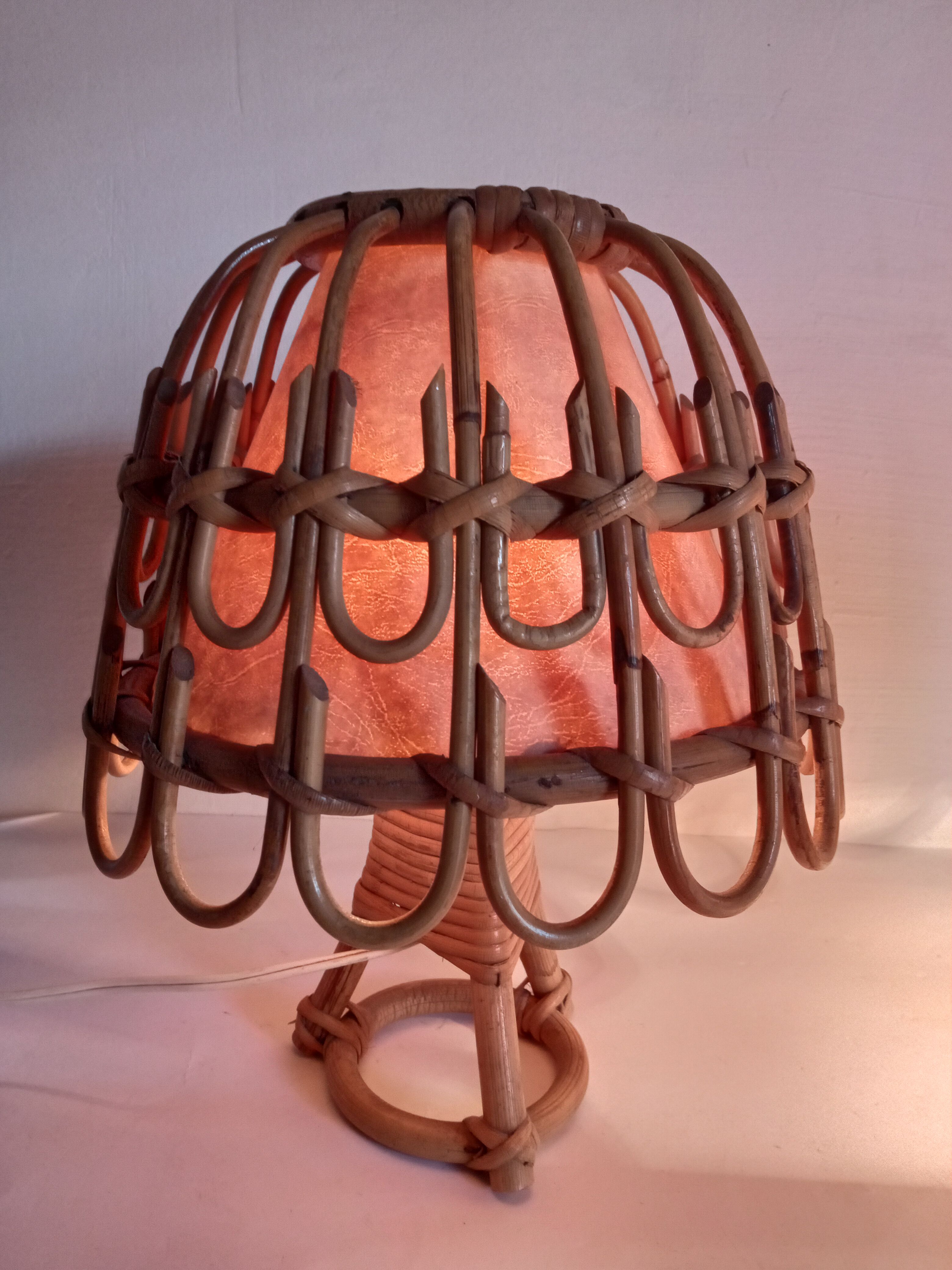 Paire de lampes bambou années 70