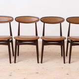 Mid Century Modern Dining Set, Round Table with 4 Fredrik Kayser Chairs