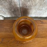 Antique Orange Marbled Glass Jar Pot + Vintage Kitchen Lid #B721