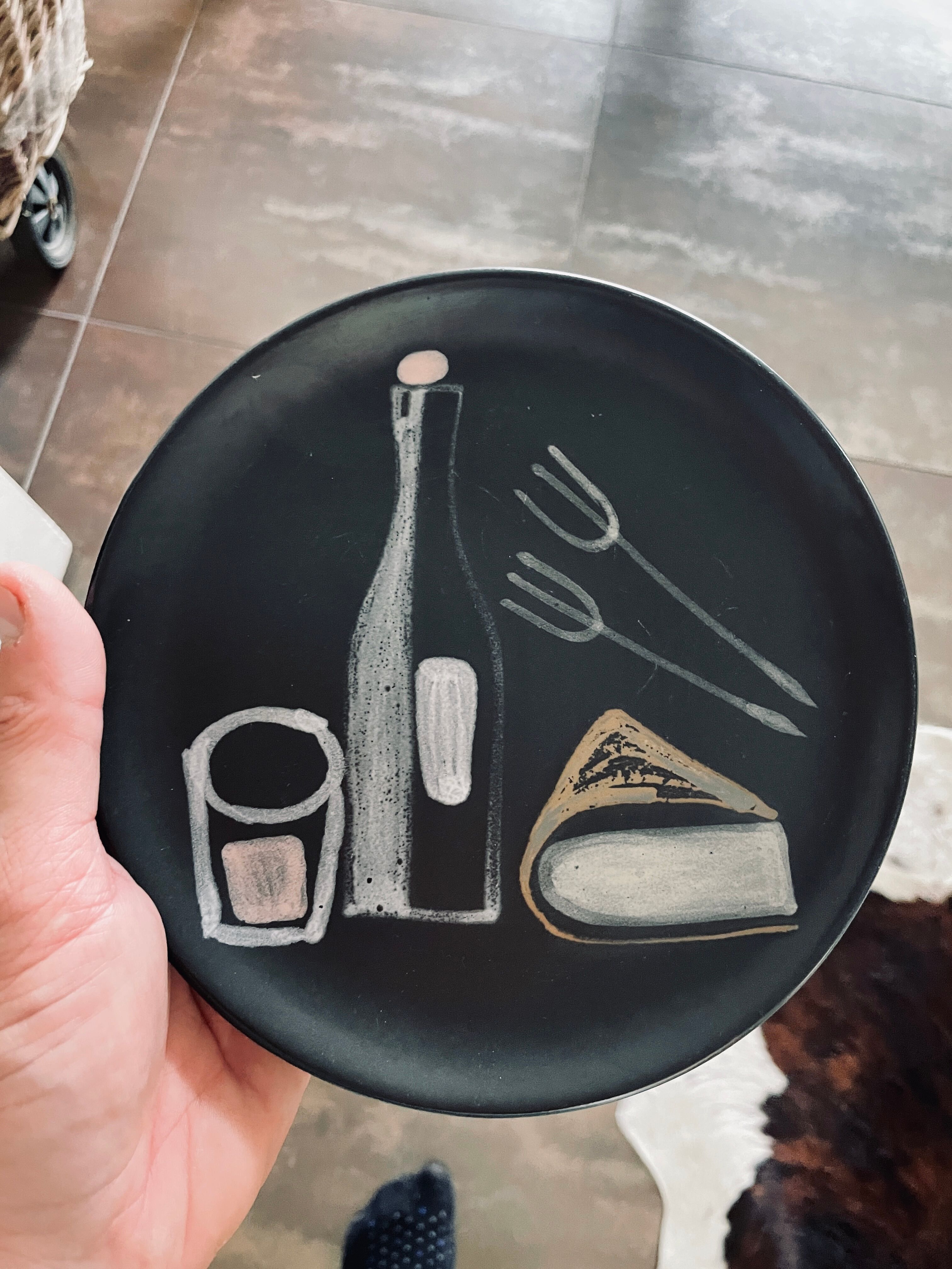 Set of 6 vintage painted ceramic plates 1960