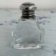 Perfume bottle, salt, silver, engraved glass, 1908, English silver hallmarks