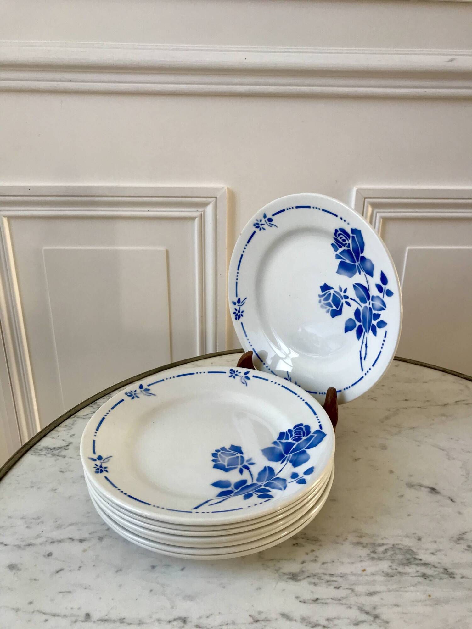 set of 8 St Amand dessert plates Gilbert model 50s