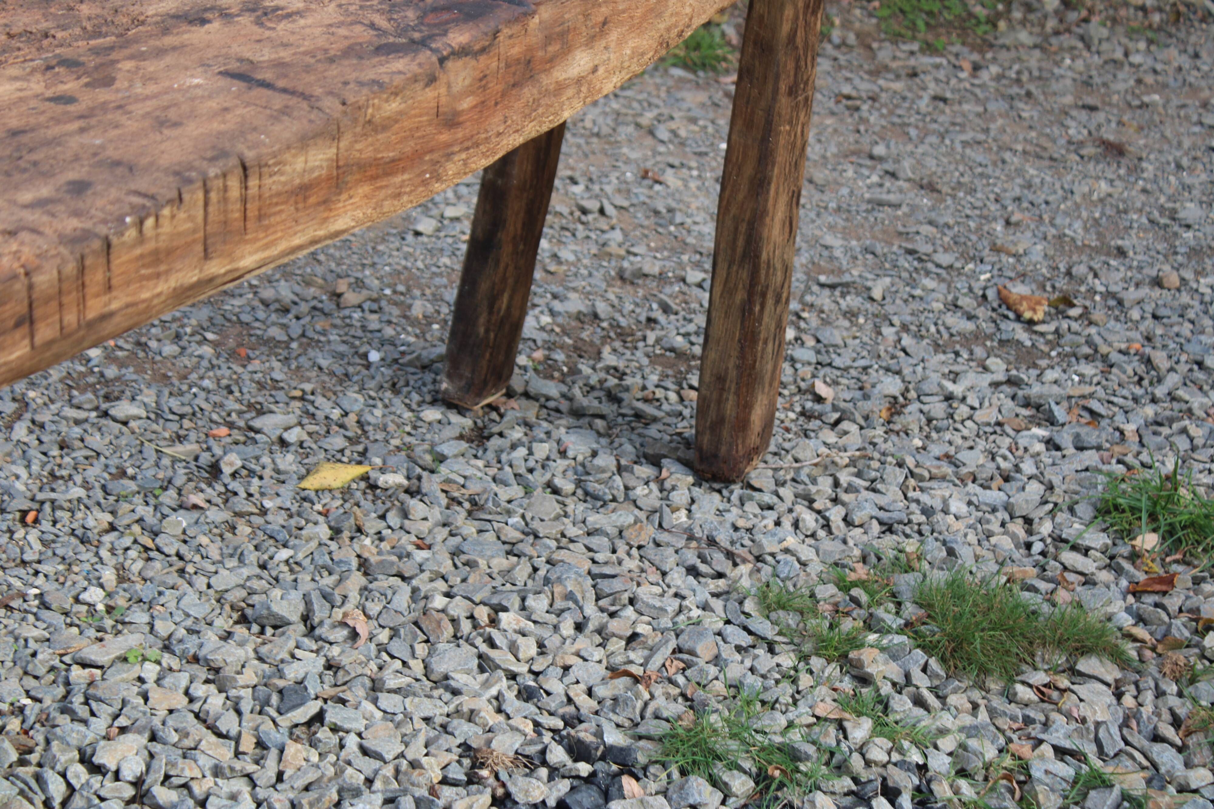 Old solid wood workbench – character console, thick top – 165 cm