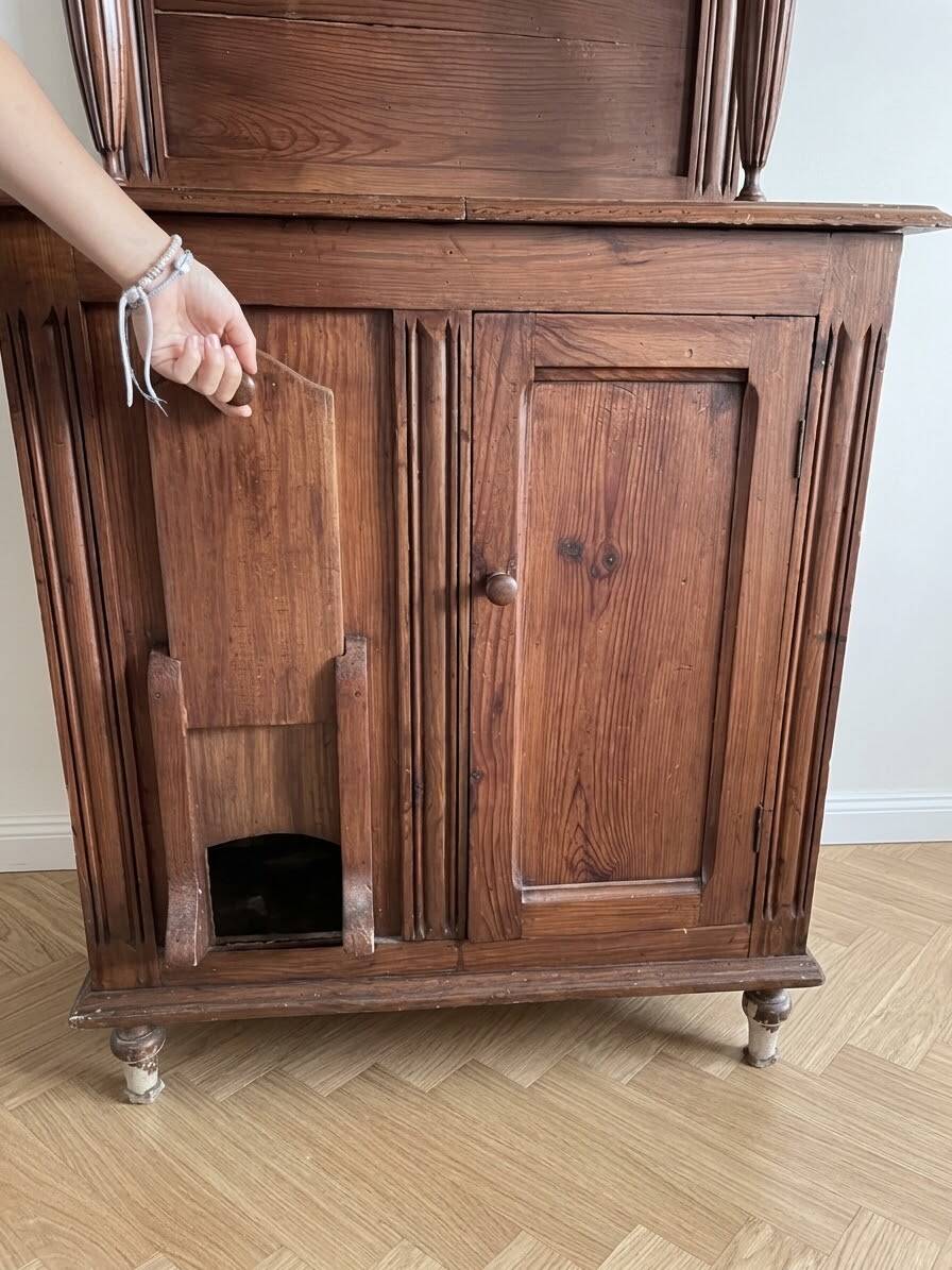 Antique kitchen furniture with built-in coal scuttle.