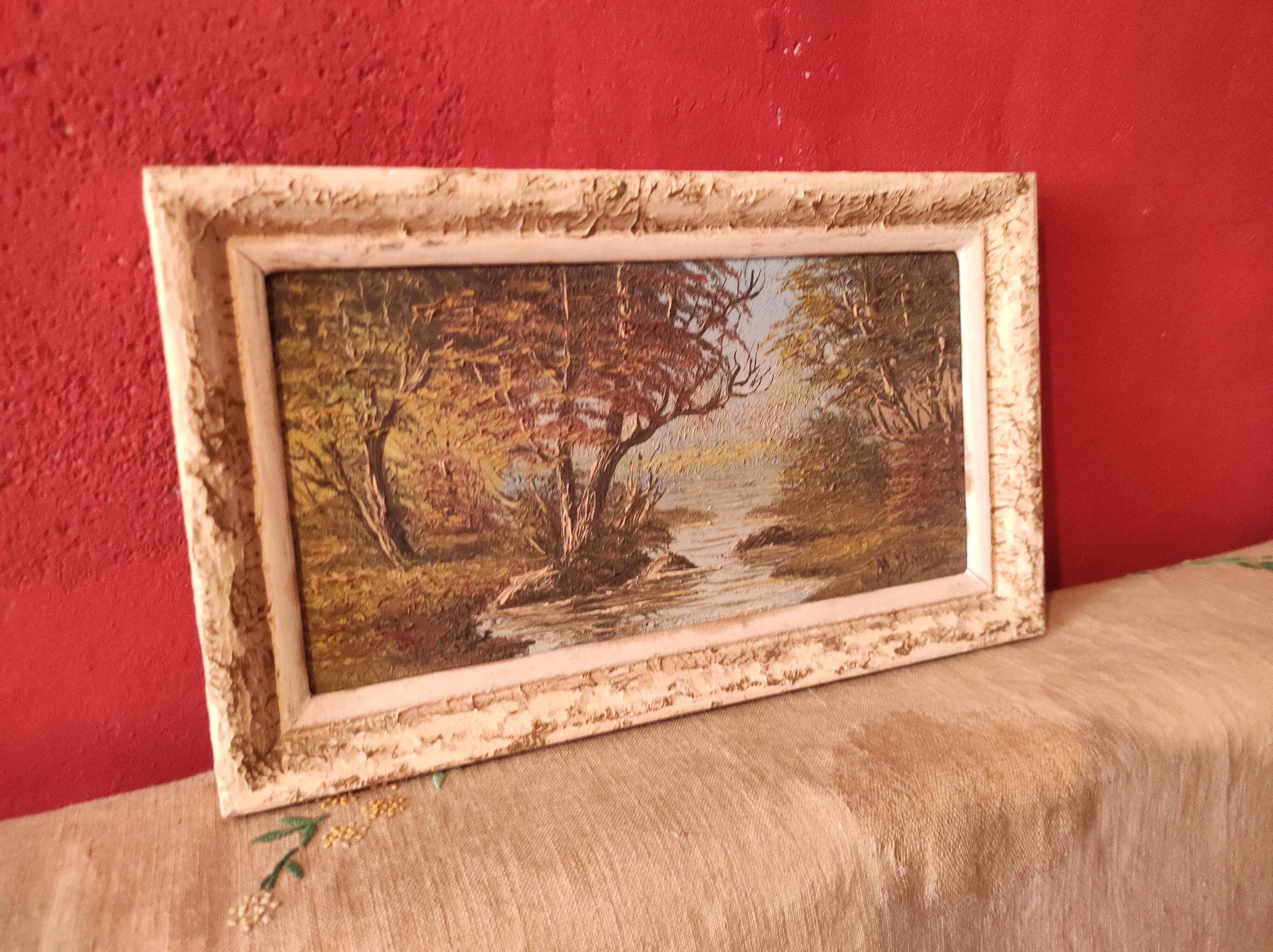 Vintage French oil painting, signed M. Bonvin