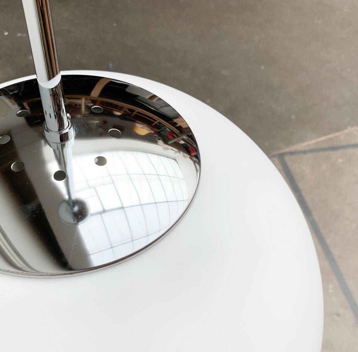 Vintage German space age glass ball pendant lamp by Limburg.