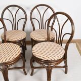 Set of 4 turned wicker chairs, vintage.