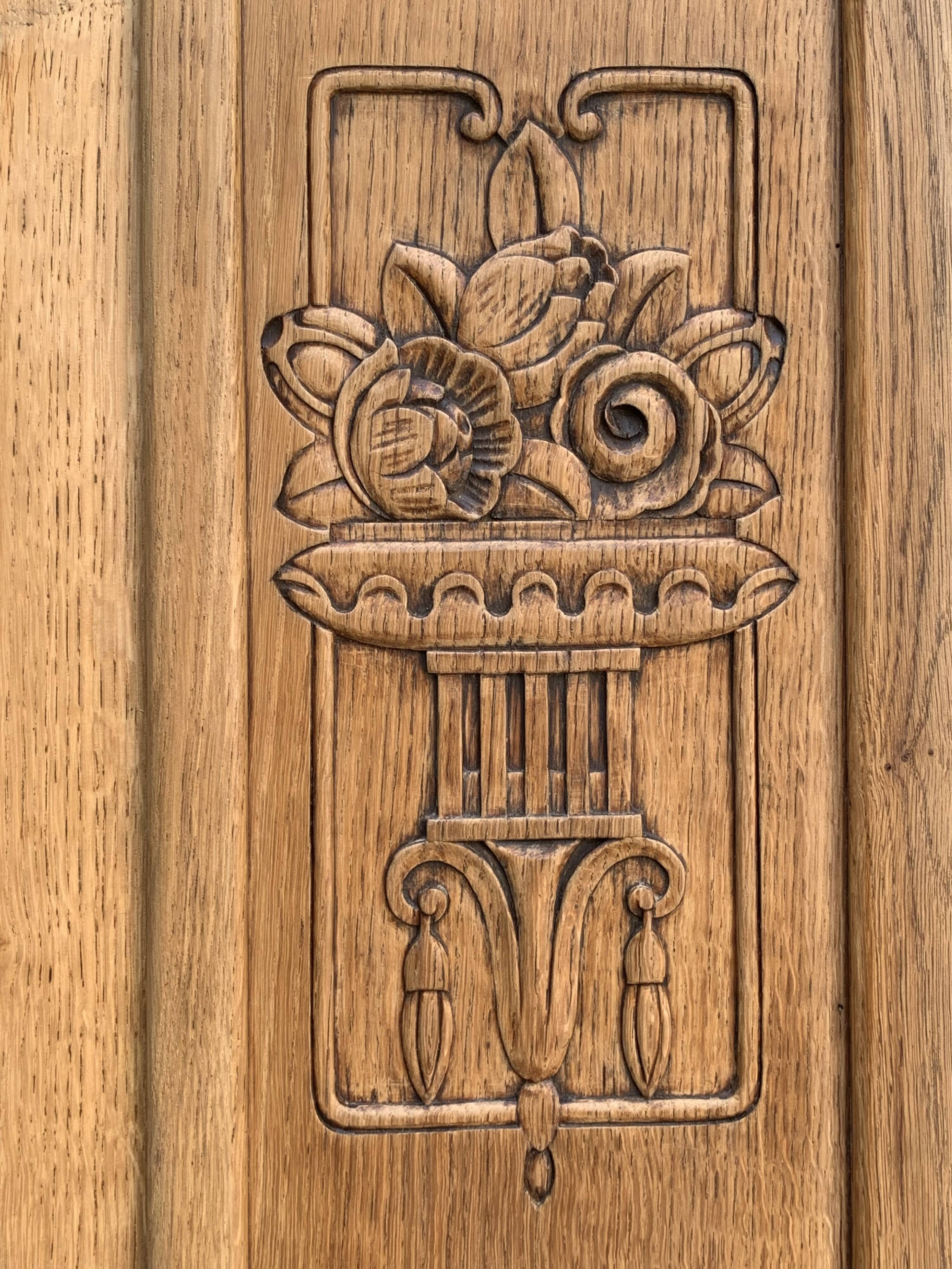 Armoire parisienne vitrée art déco bois brut 1930