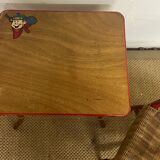 Rattan table and armchair set for children