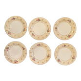 Cheese plates or dessert small flowers bi-color porcelain Salins France