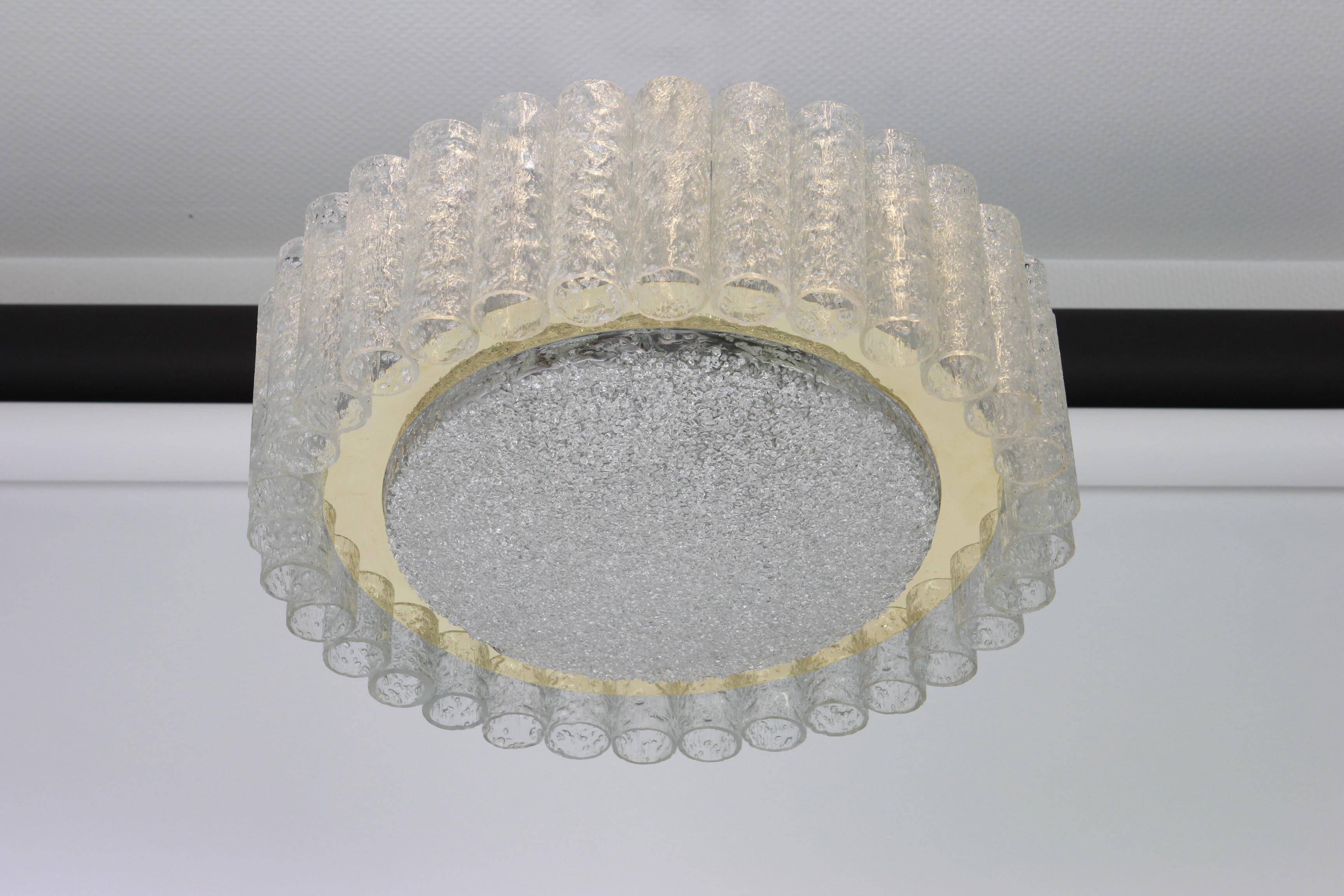 Lustre Doria Murano in glass tubes with brass surround, Germany, 1960s