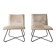 Pair of vintage armchairs in beige velvet and metal