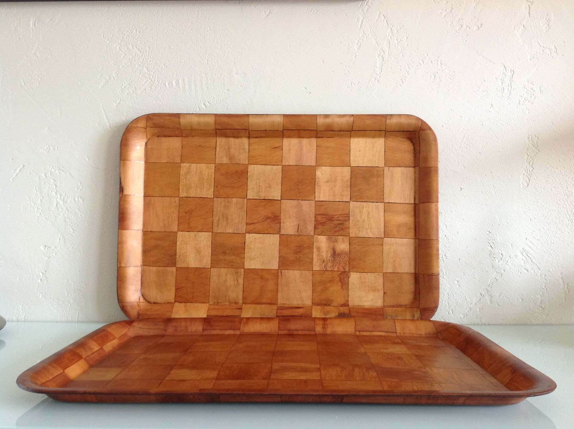 Pair of wooden tops Scandinavian style / vintage 60s-70s