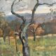 Tableau « Paysage arboré » , Huile sur panneau