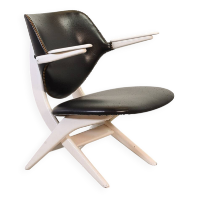 Fauteuil lounge en teck « Pelican » de Louis van Teeffelen, design néerlandais, pour Webe, années 1960