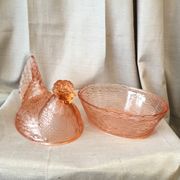 Chicken in porty glass of pink orange color