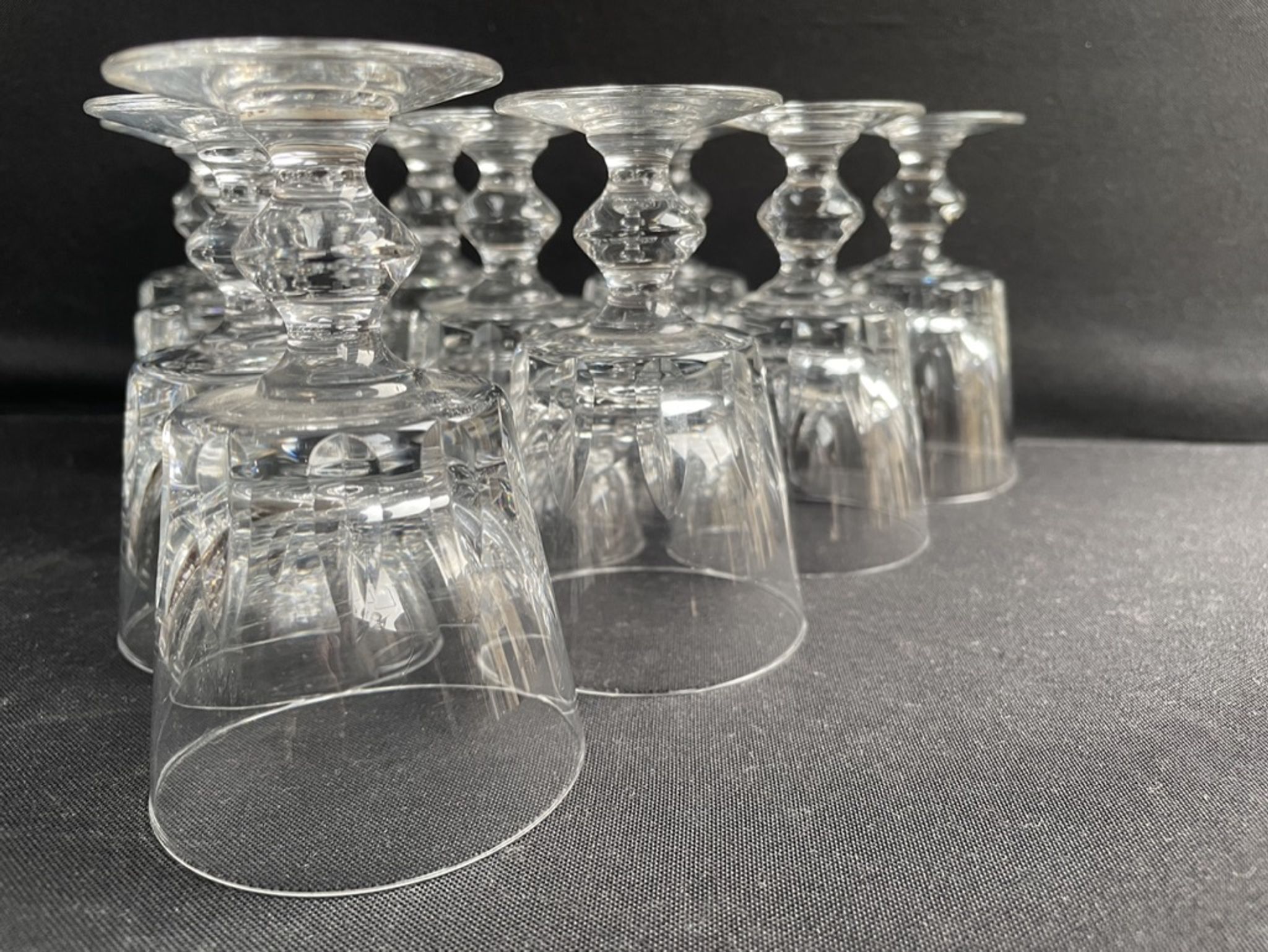 10 crystal port stemmed glasses - XXth