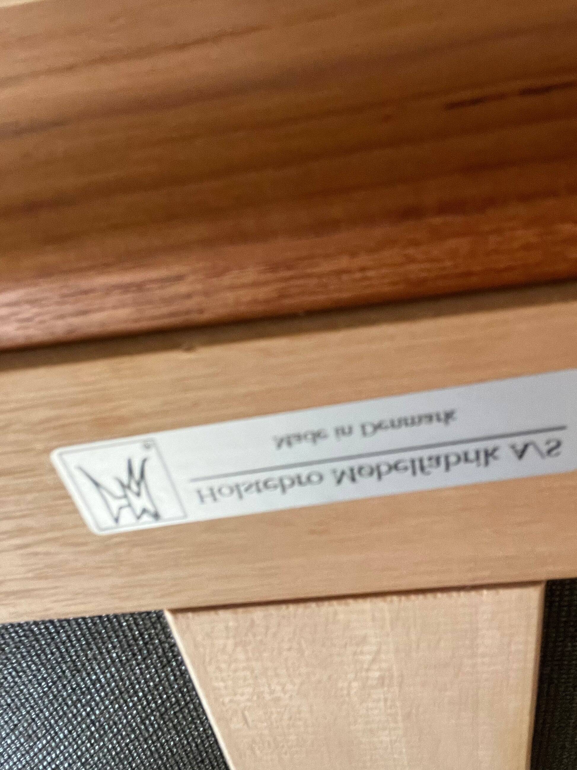 Scandinavian two-seater bench in solid teak and suede from the 1970s.